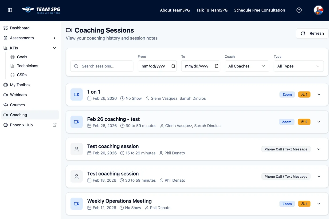Schedule Page
